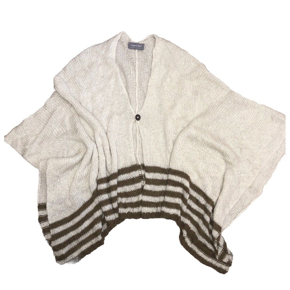 Wooden Ships Paola Buendia Cape Poncho Shawl Ivory‎ Mohair Blend Boho